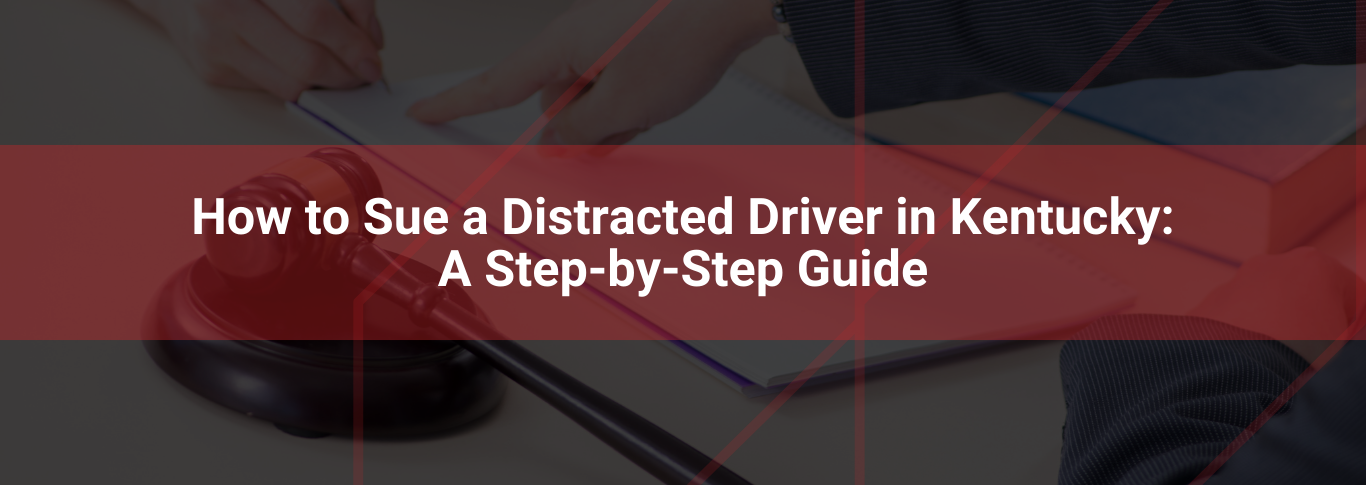 Gavel and hands on a desk with legal documents, illustrating the process of suing a distracted driver in Kentucky.