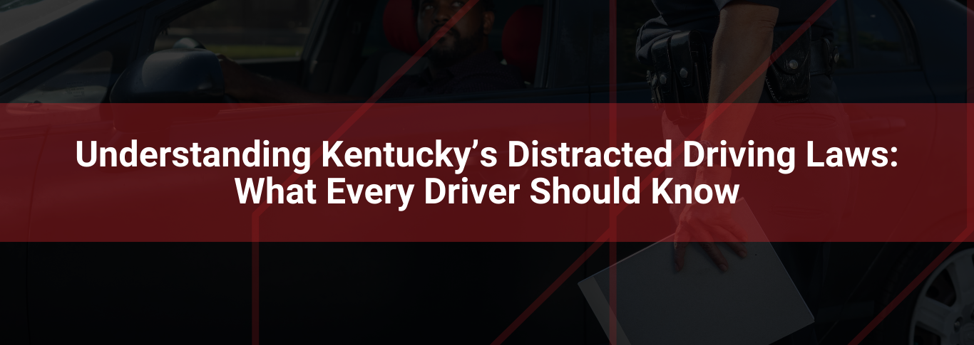 Understanding Kentucky's distracted driving laws with a police officer in a vehicle, emphasizing legal guidance for drivers.