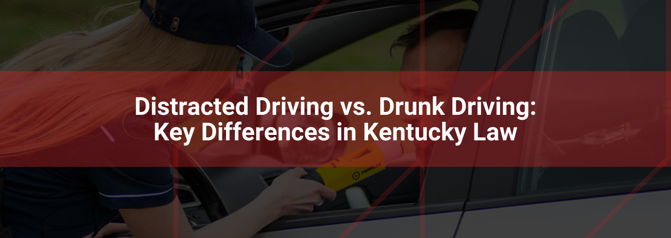 Police officer conducting a sobriety test on a driver, illustrating the differences between distracted driving and drunk driving under Kentucky law.