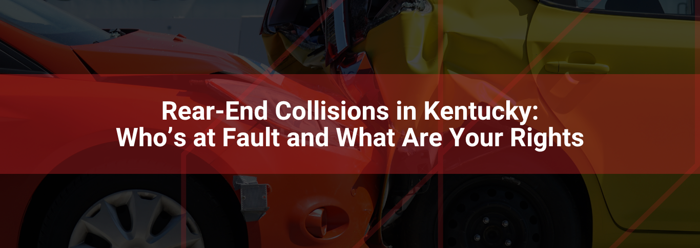 Rear-end collision between an orange and yellow car, highlighting the complexities of fault determination in Kentucky auto accidents.